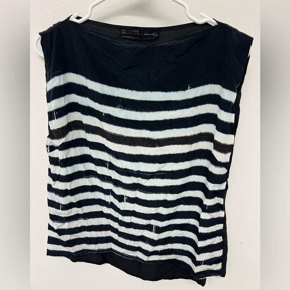 All Saints sleeveless top blouse striped size 2